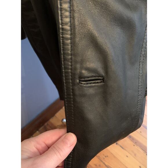 Medium Pelle Moda Women's Vintage 49" Long Leather Insulated Overcoat Belted - Picture 6 of 11